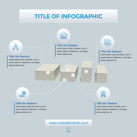 Construction and building infographics elements set for bricks and house feautures achievements with icons vector illustrationのイラスト素材