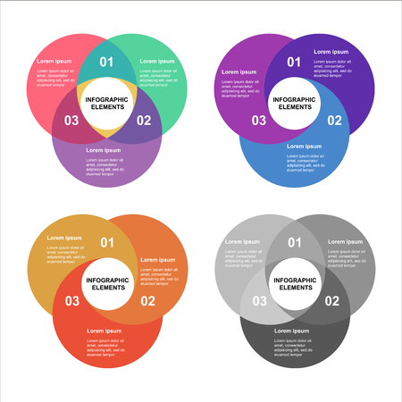 Circle infographics set. Template for diagram, graph, presentation and chart. Business concept with 4 options, parts, steps or processes. Abstract background.のイラスト素材
