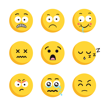 Set of sad smiling emoticon faces.のイラスト素材