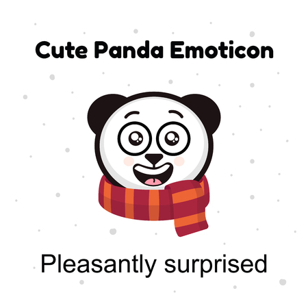 Panda emoticon illustrations isolated on white background. Emoji character cartoon Panda stickers emoticons with pleasantly surprised emotionのイラスト素材