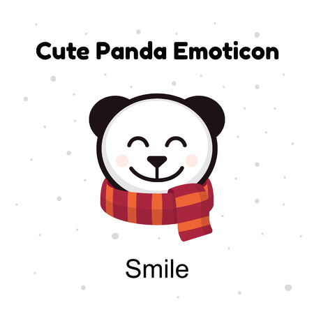 Cute head baby panda bear smiles on a white background.のイラスト素材