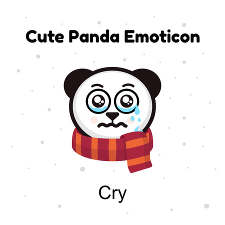 Panda Bear crying. A panda bear weeps. Illustration on a white background. Panda sad Emoji. Chinese bear sadness cry emotion.のイラスト素材