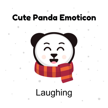 Cute cartoon emoticon baby panda laughing. Emoji character cartoon Panda stickers emoticons with happy emotionのイラスト素材