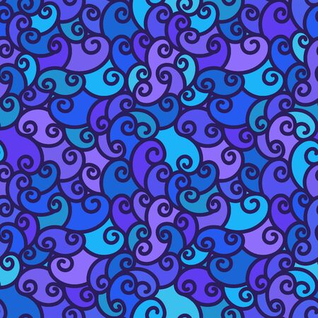 Abstract seamless pattern modern flat background with blue colored circular lines and waves. Decorative element for postcard, poster, flyer, banner, website.のイラスト素材