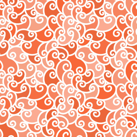 Seamless red abstract hand-drawn pattern, waves background. Seamless pattern can be used for wallpaper, pattern fills, web page background, surface textures.のイラスト素材