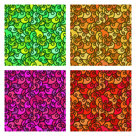 Set of seamless patterns. Wave colorful background.のイラスト素材
