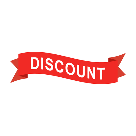 Discount text on red ribbon.のイラスト素材