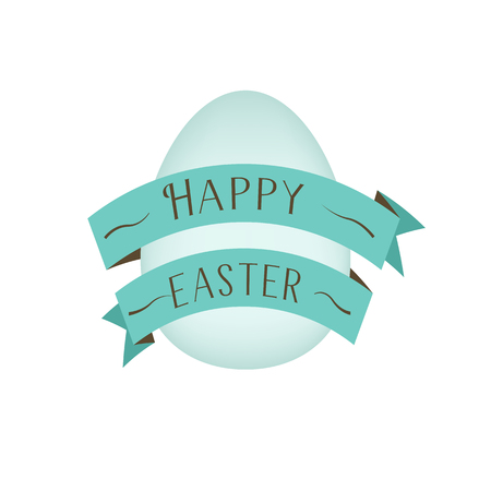 Greeting card template for spring and easter with mint green ribbonのイラスト素材