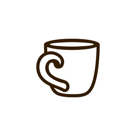 Cup of coffee tea with line icon black on whiteのイラスト素材