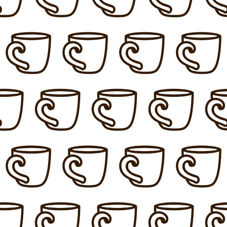 Coffee cup seamless pattern. Cute vector black and white coffee cup pattern. Seamless monochrome coffee cup pattern for fabric, wallpapers, wrapping paper, cards and web background.のイラスト素材