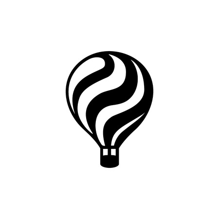 Black hot air balloon icon on white background. Template for logoのイラスト素材