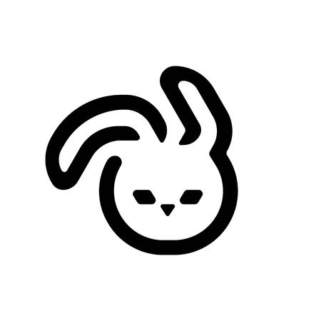 Black easter bunny isolated on white background. Rabbit illustration.のイラスト素材
