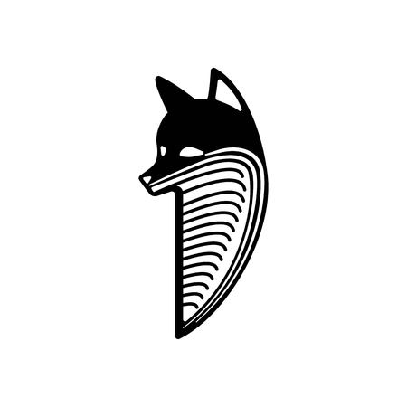 Vintage illustration fox head emblemのイラスト素材
