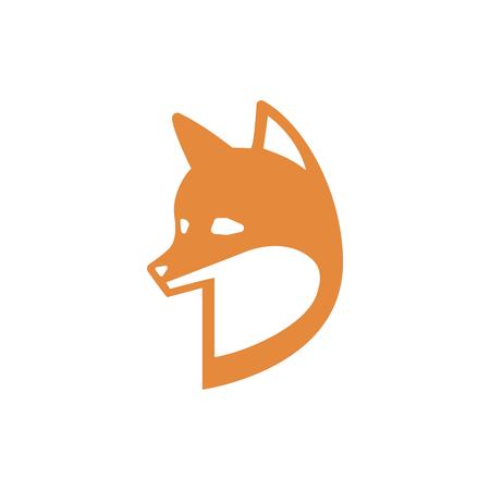 Fox. Simple vector illustration in flat style. Fox red head isolated on white background.のイラスト素材