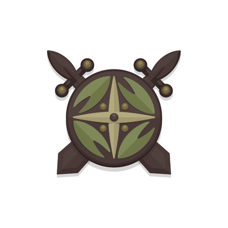 Vikings flat shield and swords vector illustrationのイラスト素材