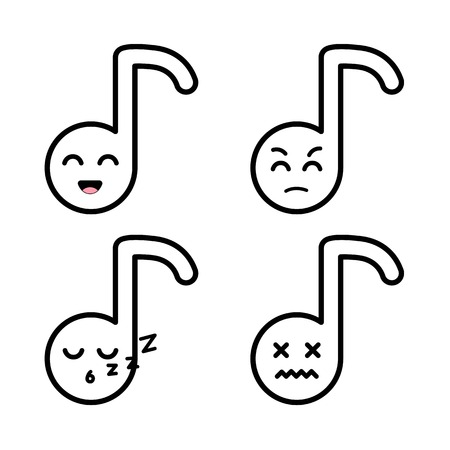 Set of outline note emoticonのイラスト素材