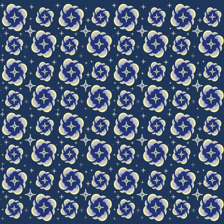 Seamless pattern with stars and cloudsのイラスト素材