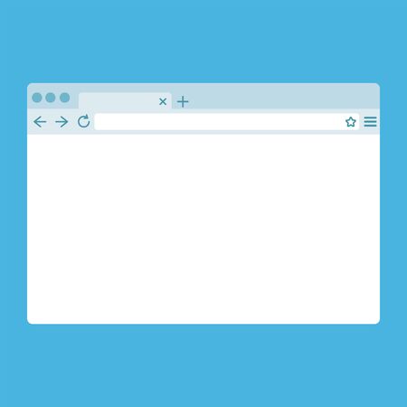 Simple flat browser window isolated on blue background.のイラスト素材