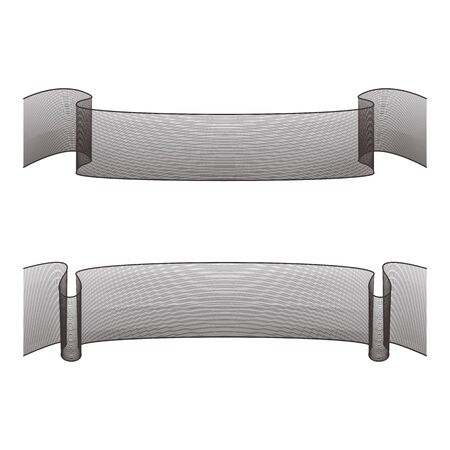 Set of decorative ribbons and banners in line vintage style.のイラスト素材