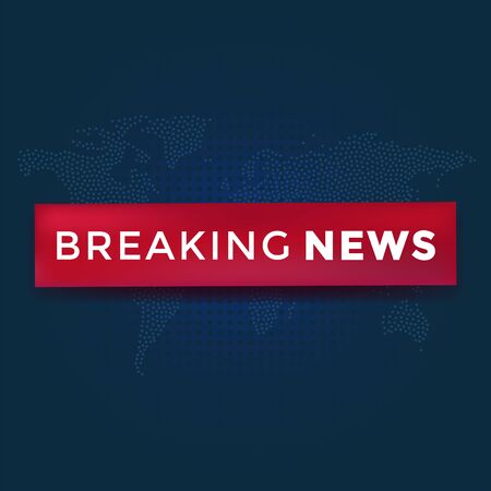 Breaking news with red ribbon on dotted world map background. News Background vector illustration.のイラスト素材