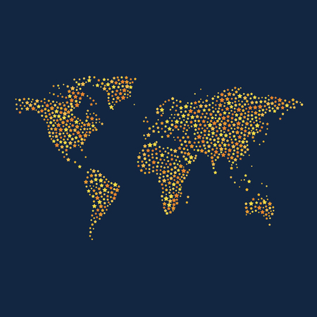 World map made out with stars of different sizes in flat style.のイラスト素材