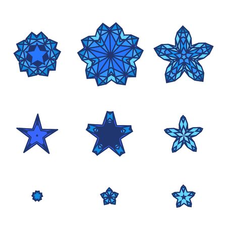 Set of stars, snowflakes. Star icon in flat design styleのイラスト素材
