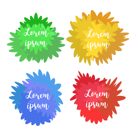Set of templates, logos, signs. Watercolor flat texture. Flat style splashes. Colorful logo template for your text.のイラスト素材
