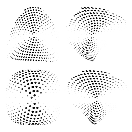 Geometric halftone abstract elements set. Vector illustration.のイラスト素材