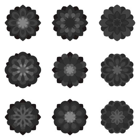Set of black flowersのイラスト素材