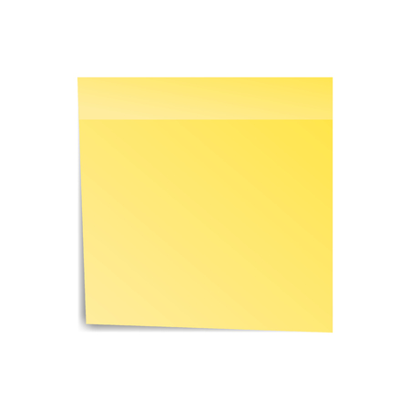 Yellow sticker paper note for notice. Sticky page. Blank with shadow isolated on white background. Vector illustrationのイラスト素材