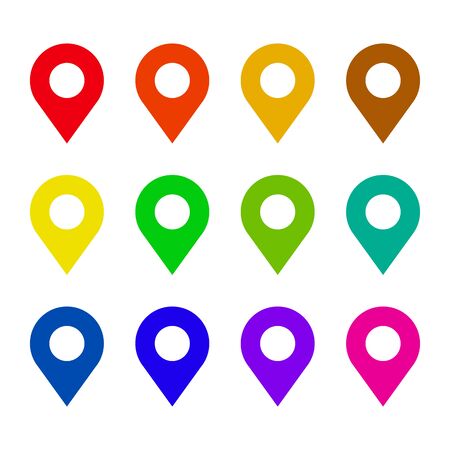 Map pin flat icon setのイラスト素材