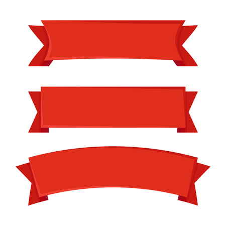 Set of red ribbons on white background.のイラスト素材