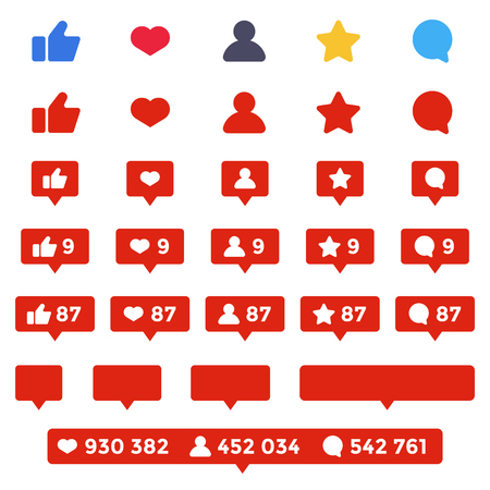 Like, Follower, Comment Icon Set. Social Counters Set.のイラスト素材