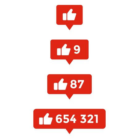Likes symbol. Set of counter notification. Thumb icon.のイラスト素材