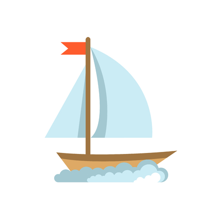 Sailing yacht flat icon. Boat isolated on white backgroundのイラスト素材