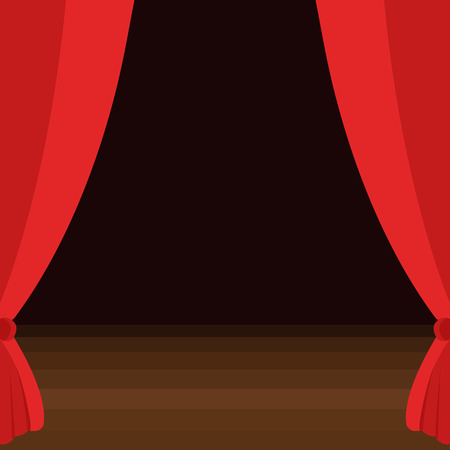 Stage curtains with brown wooden floorのイラスト素材