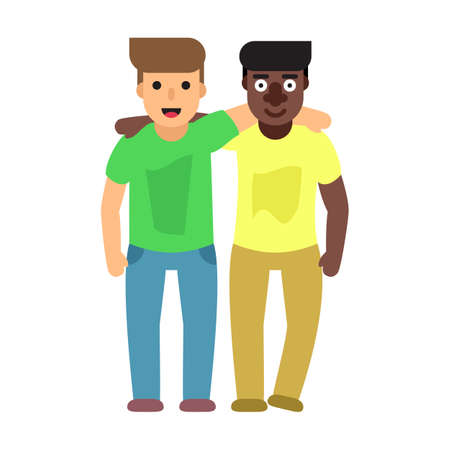 Adult guys, two best friends. Friendship flat illustrationの写真素材