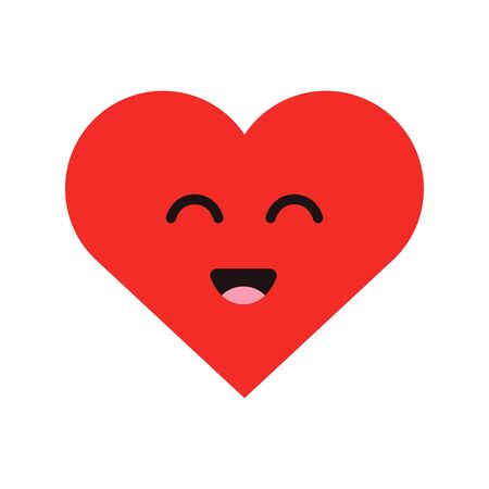 Cute cartoon emoticon happy heart in modern flat style. Vector illustration.のイラスト素材