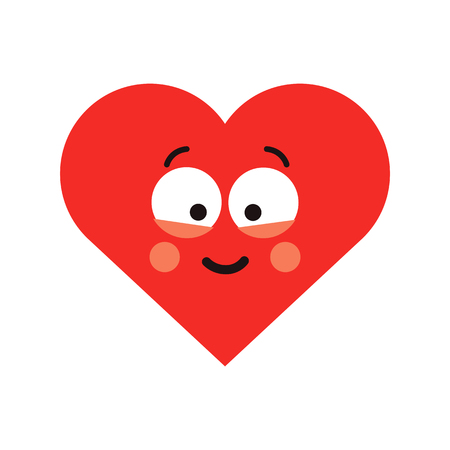 Vector illustration of red happy smiling heart isolated on white background.のイラスト素材