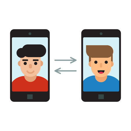 Two men communicate with mobile phonesのイラスト素材