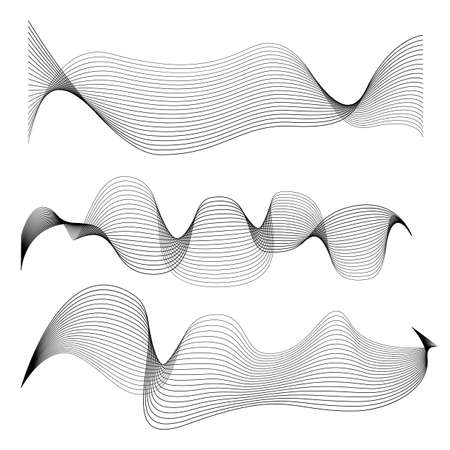 Set of abstract smooth lines isolated on white backgroundのイラスト素材