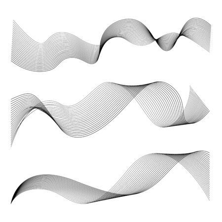Set abstract black smoke wave. Transparent wave.のイラスト素材