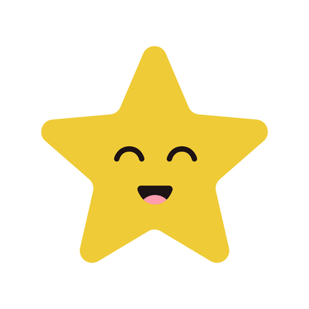 Cute cartoon happy star character with smileのイラスト素材