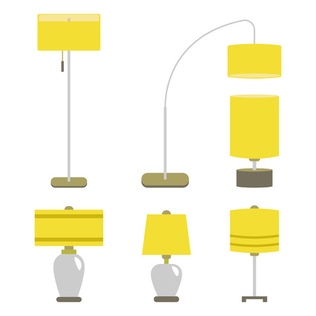 Set of lamps. Vector illustration lamp light isolated electric interior energy furniture.のイラスト素材