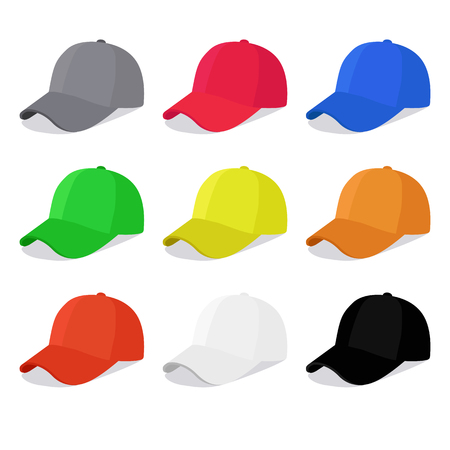 Flat caps set with different colorsのイラスト素材