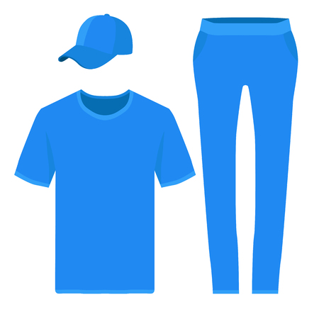 T-shirt, pants and baseball cap design templates. Vector illustration.のイラスト素材