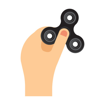 Hand spinner flat vector illustration. Hand spinner tricks. Badges, labels, banners, advertisements, brochures, business templates. Vector illustration isolated on white backgroundのイラスト素材