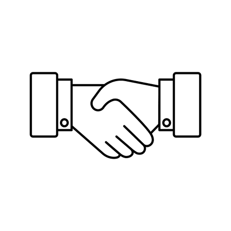 Handshake line icon. Partnership and agreement outline symbol. Isolated vector lined illustration for web or app design.のイラスト素材