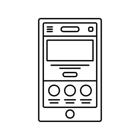 Mobile website wireframe lined icon. Touch device landing page line icon. User interface in browser window. Isolated vector lined illustration for web or app design.のイラスト素材
