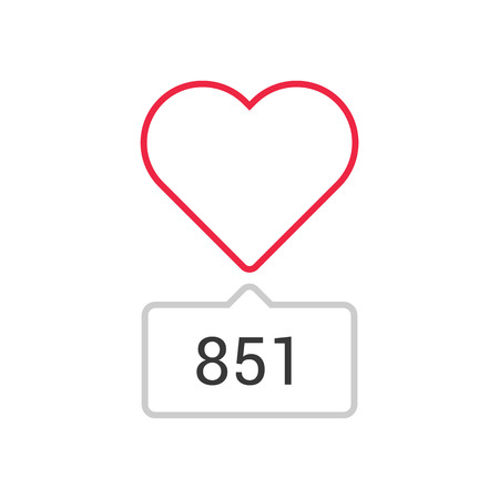 Outline heart counter icon isolated on white background. Line like symbol for website design, mobile application, logo, ui.のイラスト素材